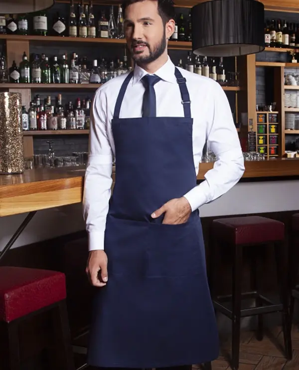 Tablier à bavette avec boucle et poche personnalisé