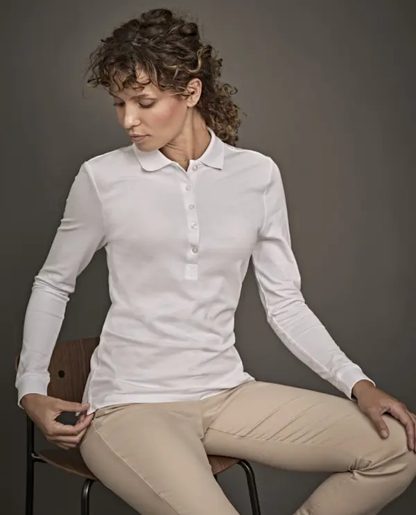 Polo femme manche longue strech