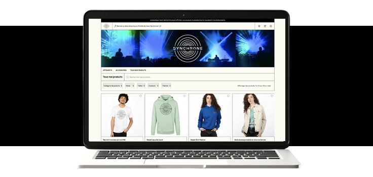 Ordinateur affichant une boutique en ligne Sofidial
